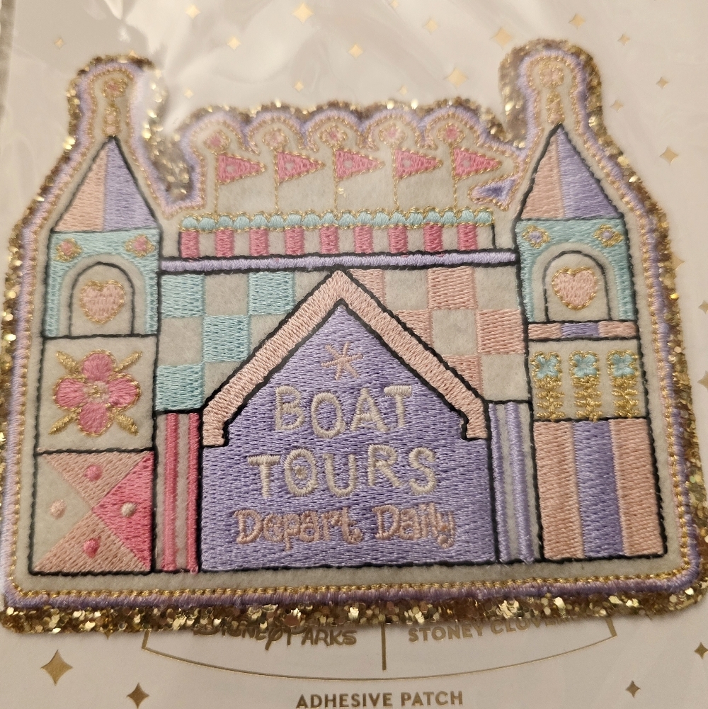 Stoney Clover Lane It's A Small World Boat Tours Disney Parks Gold Glitter Patch